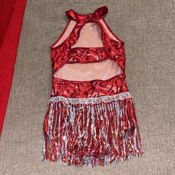 Red Sequin Halter Leotard - Picture 2 of 7